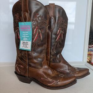 NWT Gypsy Rose Leather Western Boots Women’s Size 8 Embroidered Cowboy Boots